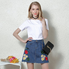 Load image into Gallery viewer, Flower Denim Skirt
