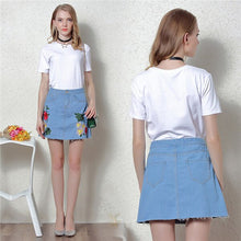 Load image into Gallery viewer, Flower Denim Skirt