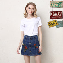 Load image into Gallery viewer, Flower Denim Skirt