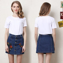Load image into Gallery viewer, Flower Denim Skirt