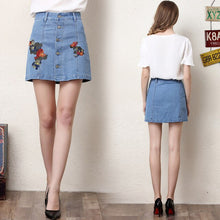 Load image into Gallery viewer, Flower Denim Skirt